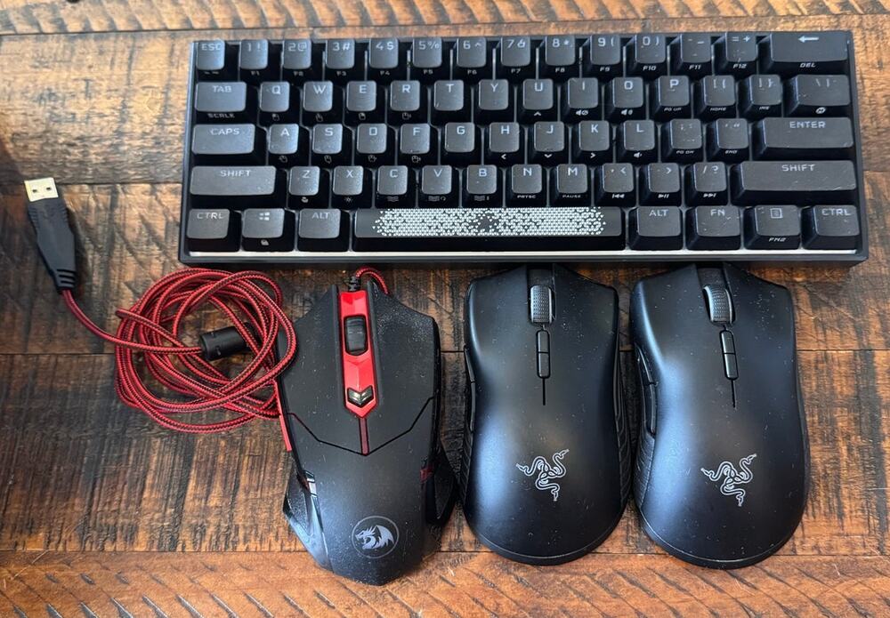 Lot of 3 Gaming Mouses Razer Redragon/1 Corsair Gaming Keyboard Untested READ